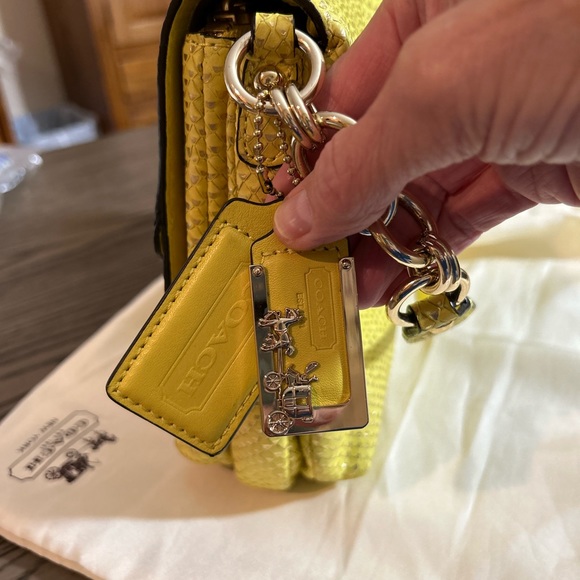 Coach Madison Pinnacle Lily Yellow Python Embossed Leather Hobo Shoulder Bag - Picture 6 of 16